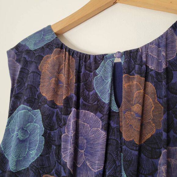 Boden Purple Blue Brown Floral Tencel Fit & Flare Dress Size 10R (UK 14) - Picture 6 of 7